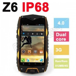 Original Z6 Waterproof Phone 4.0"IP68 Screen Cellphone 3G GPS MTK6572 Dual Core 1.2GHZ 512MB 4GB 5MP Dustproof Shockproof