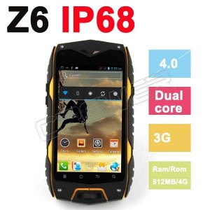 Buy Original Z6 Waterproof Phone 4.0"IP68 Screen Cellphone 3G GPS MTK6572 Dual Core 1.2GHZ 512MB 4GB 5MP Dustproof Shockproof online