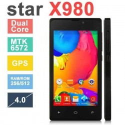 Original Phone Star X980 4.0'' capacitive screen 800*480 Android4.2 MTK6572 Dual Core CPU 256MB RAM 512MB ROM GPS O