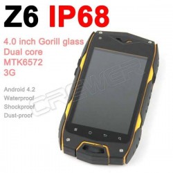 original phone Z6 IP68 Waterproof Cell Phone 4.0" IPS Screen MTK6572 Android phone Dual Core 4GB ROM 3G Dustproof Shockproof
