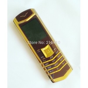 Buy Coffee color Luxury QUAD BAND UNLOCKED CELL PHONE 1 SIM CAMERA MP3 FM SILVER Russian Keyboard M6I online