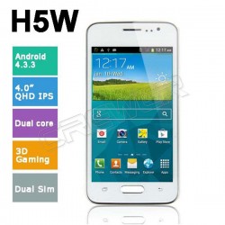 H5W 4.0'' Capacitive Screen 5MP Camera Smart Phone Android 4.3.3 OS MTK6572 Dual Core 1.0GHz Phone 3G GPS 512MB 4GB