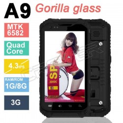 Original Arrival A9 IP68 Waterproof MTK6582 Quad Core Android Cell Phones 1GB RAM 8GB ROM 5MP