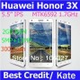 Buy 100% original huawei honor 3X MTK6592 Octa core1.7GHz phone 5.5" IPS Android 4.2 2GB RAM 13MP+5MP WCDMA white/Kate online