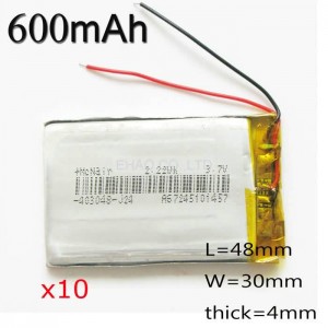 Buy 10 x pcs 3.7V 600mah 403048 Polymer LiPo Rechargeable Battery For Mp3 MP4 GPS PSP GPS DVD bluetooth ebooks power bank Tablet PC online
