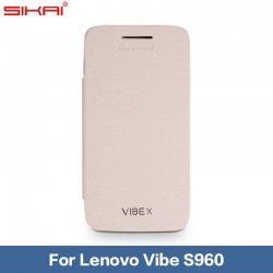 100% Official Original Protective Leather Case Cover for Lenovo Vibe X s960 + Power bank+Screen+Cable Khaki In Stock