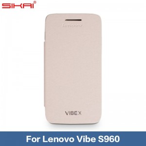 Buy 100% Official Original Protective Leather Case Cover for Lenovo Vibe X s960 + Power bank+Screen+Cable Khaki In Stock online