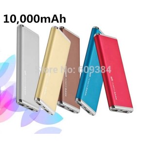 Buy 10000mAh Li-Polymer Ultra-Thin Metal Slim 2 USB Portable Charger External Battery Power Bank Charger For Cell Phone MP4 online