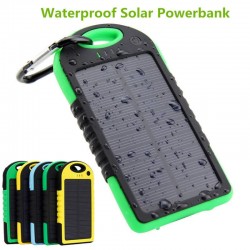 10pcs/lot,5000mah Solar Charger Portable Waterproof Dual USB LED Backup External Panel Power Bank for iPad iPhone 5s Samsung HTC