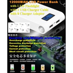 12000MAH LCD External Power Bank Backup Dual USB Battery Charger for iPhone/HTC/Samsung/Nokia/Camera/Tablets 8 Charger Adapter