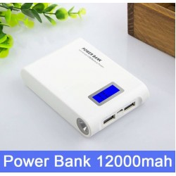 12000MAH LCD Screen Portable Charger Dual USB Power Bank External Battery Charger For IPhone IPad HTC Samsung Nokia