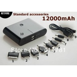 1pc 12000mAh power bank Portable Power charger external Backup Battery For Nokia Micro USB Samsung, Mini USB, iPod,iPhone