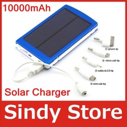 1pcs/lot, bright portable 10000mAh USB Universal External Solar Battery Charger Power Bank for iPhone iPod iPad