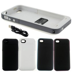2000mAh Black External Battery Backup Pack Power Bank Charger Case for iPhone 4 4S