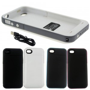 Buy 2000mAh Black External Battery Backup Pack Power Bank Charger Case for iPhone 4 4S online