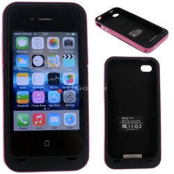 2000mAh Red External Battery Backup Pack Power Bank Charger Case for iPhone 4 4S