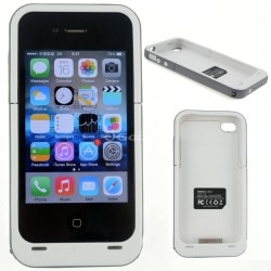 2000mAh White External Battery Backup Pack Power Bank Charger Case for iPhone 4 4S