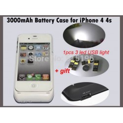 2 in1 External 3000mAh Mobile Power Bank Battery Charger Case For iPhone 4 4S 1 pcs