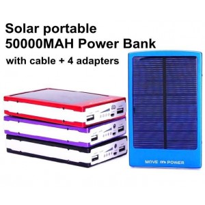 Buy Solar portable 2 Usb Port 50000MAH Power Bank 50000mAh portable charger External Battery + 4adapter + usb cable online