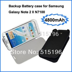Ultra-high-capacity 4800mAh External Backup Battery Charger Case for Galaxy Note 2 II N7100 Black white