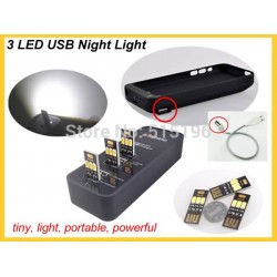 Portable Ultra Bright 3 LED USB Light PC Power Bank Battery Case USB Night Light best for Camping Hiking