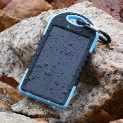 Portable Waterproof 5000mAh solar power panel charger bank charging for ipad iphone 5s 5 4s