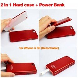 Red 2800mAh Magnetic Power Bank Adsorption Battery Charger Cover Case for Apple iPhone 5 5S 5G
