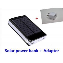 Solar 100000mAh Portable External Power Bank Battery Mobile Charger 2 USB Ports For Samsung iphone Tablet phone MID + An adapter