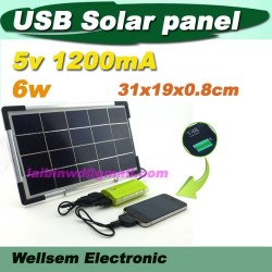 USB 5v 6w Solar Charger Power Bank 1200mAh New Portable Charger Solar Battery External Battery for all freeshiping