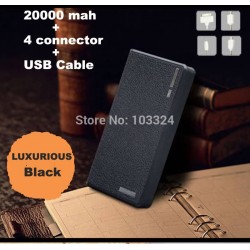Wallet style 20000mah power bank With LED Lighting Power Battery External Battery Pack Double USB port+USB Cable+Connector