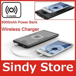 Wireless Charger with 6000mAh battery power bank Support QI standard Wireless charging for Samsung galaxy S4/S3 Nexus 4
