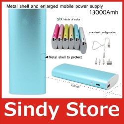 with a usb cable and 4 connectors 1pcs 13000mAh battery charger backup external Portable Power Bank for all