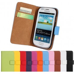 10 color S3 Mini Stand Wallet Genuine Leather Case For Samsung Galaxy S3 Mini i8190 Bag Cover Drop Ship+1pcs flim