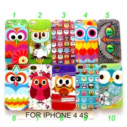 10 Style Hard ABS Back Lovely Cute Owl Hard Phone Case for iPhone 4/4S Mobile Shell Cell phone cover