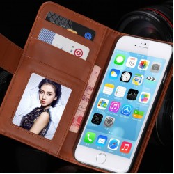 10pcs/lot Via HK Post PU Leather Wallet Case For iphone 6 4.7''/ For iphone 6 Plus 5.5'' Phone Cover With Photo Frame Card Slot