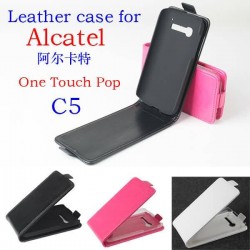 Up Down Open Flip Leather Case Cover For Alcatel One Touch Pop C5 5036 OT5036 5036D Phone 3 Colors
