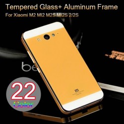 16 Color,High quality Toughened Glass Back Cover And Aluminum Frame For XIAOMI M2 MI2 M2S MI2S Luxury Battery Cover
