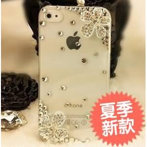 Buy white beautiful flower and lovely elves case for iphone 5 case pasted shell rhinestone 4s phone case online