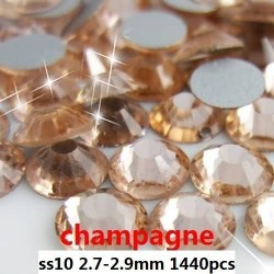 1440pcs ss10 champagne flatback Rhinestones perfect for cellphone decoration work