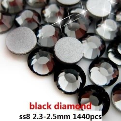 1440pcs ss8 black diamond flat back Rhinestones perfect for nail art