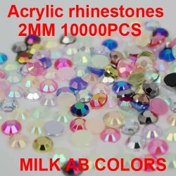 10000pcs 2mm Acrylic rhinestones milk ab colors flatback rhinestones for nail art and bling phone case diy dec.
