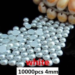 10000pcs white 4mm imitation pearls half round flatback pearls