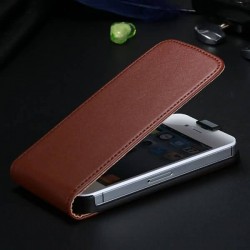 Vertical Fip Genuine Leather Case for iPhone 4 4S Retro Cases Cover Fashion Up and Down Open (4sLcase)