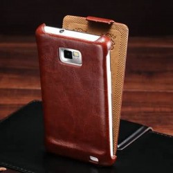 Vintage Genuine Leather Flip case For Samsung Galaxy S2 i9600 Phone Bag Cover Original with FASHION Logo Ultrathin Drop Ship