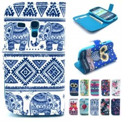 Wallet Leather Case For Samsung Galaxy S3 mini i8190 Stand Credit Card Holder Slot Phone Bags Case for S3mini Elephant Owl Style