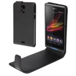 Vertical Flip Leather Case for Sony Xperia ZR M36h Black