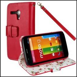 Vintage Flower Red Wallet Stand leather case cover for Motorola moto G Phone Bag with magnet +
