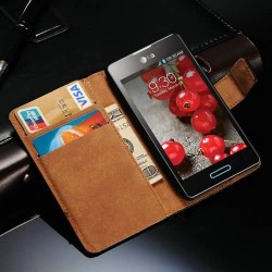 Vintage Genuine Leather Case For LG Optimus L5 ll E460 Wallet Style With Stand Phone Bag 2 Card holders 1 Bill Site