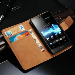 Vintage Genuine Leather Case For Sony Xperia Go ST27i Wallet Style Phone Bag With Stand 2 Card Holders 1 Bill Site Drop Ship