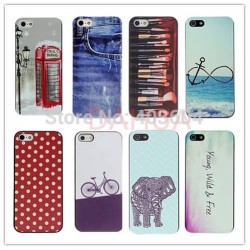 Vintage Telephone Booth Pattern PC Hard Case with Interior Matte Protection Cover for iPhone 5/5S